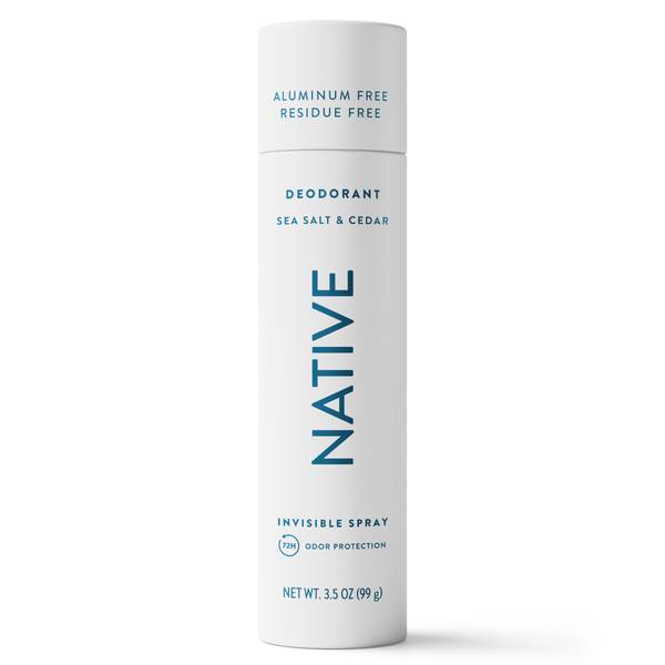 Native Aluminum Free Deodorant, 72 Hour Spray Sea Salt & Cedar - 3.5 oz
