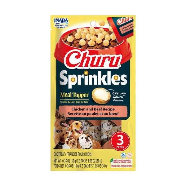Churu Sprinkles 3 Pack Chicken and Beef Meal Topper for Dogs