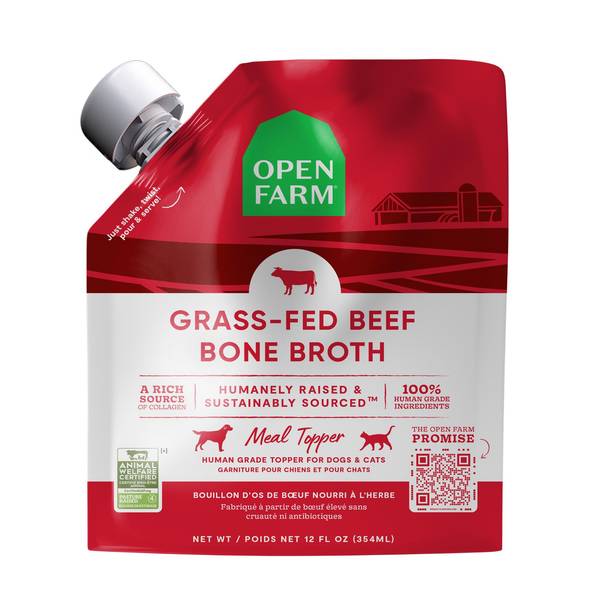 Open Farm Bone Broth Cat and Dog Food Topper - Grass Fed Beef - 12 oz