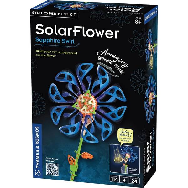 Photo of Solar Flower Sapphire Swirl Sun Powered Motorized Robotic Flower
