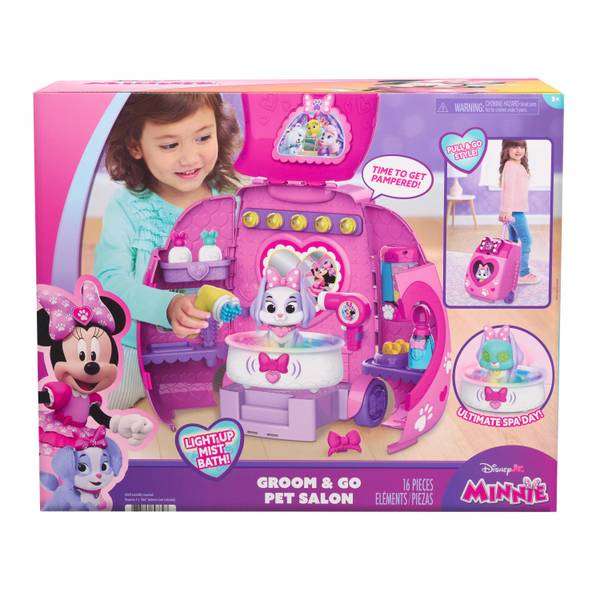 Minnie Mouse Groom & Go Pet Salon Lights and Sounds 16-Piece Playset, Ages 3+ - Multi