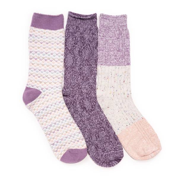 Muk Luks Women's 3 Pack Boot Socks - Purple