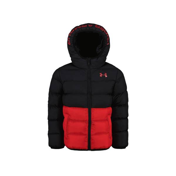 Under Armour Boys' 8-20 Logo Full-Zip Puffer Hooded Jacket - Red/Black