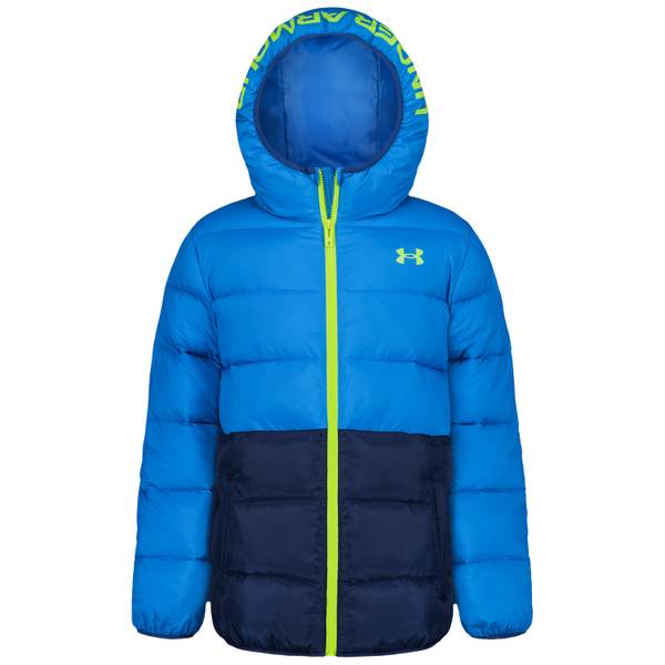 Under Armour Boys' 8-20 Solid Logo Full-Zip Puffer Hooded Jacket - Blue