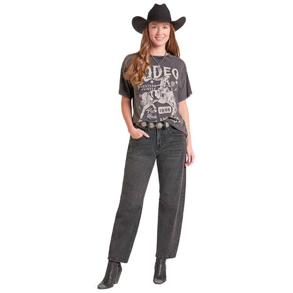 Photo of Women's High Rise Barrel Jean-Black