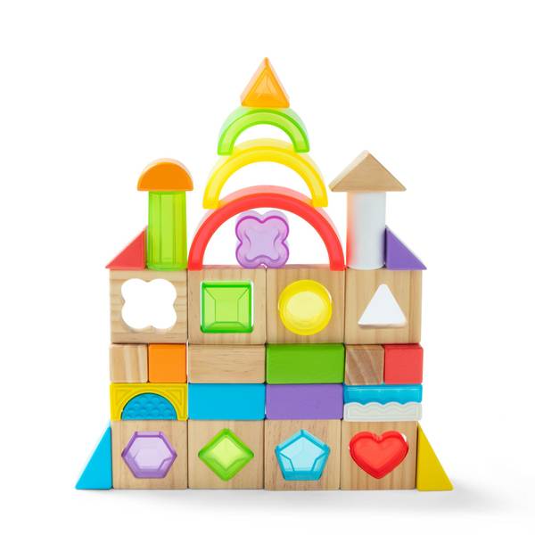 Melissa & Doug Sensory Sorting Blocks - Mixed-Material Shapes for Building and Puzzle Play
