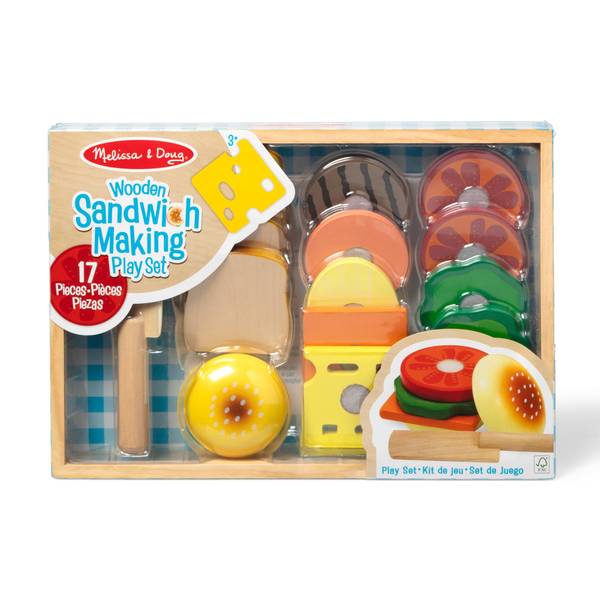 Melissa & Doug Wooden Sandwich-Making Pretend Play Food Set