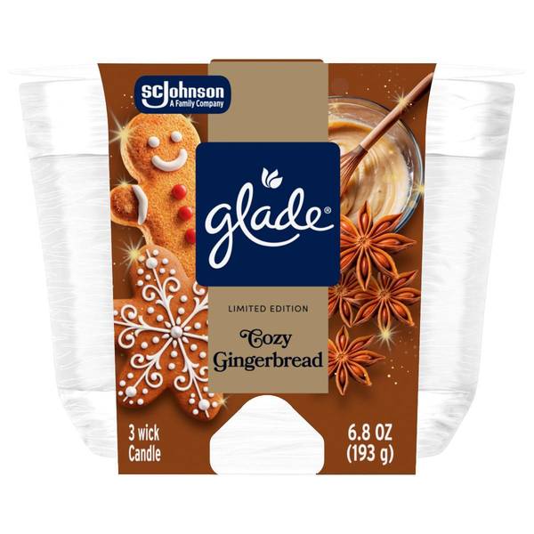Glade 6.8oz Limited Edition Cozy Gingerbread 3-Wick Candle