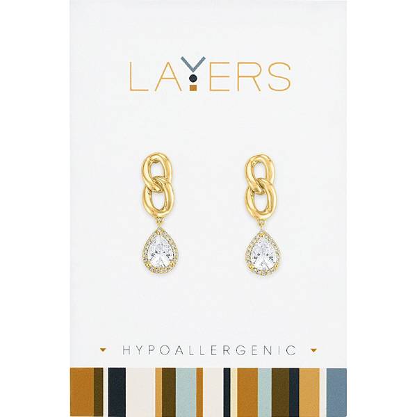 Photo of Women's Gold Linked Teardrop Dangle Earrings