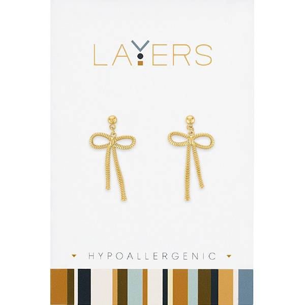 Photo of Gold Chain Bow Dangle Layers Earrings