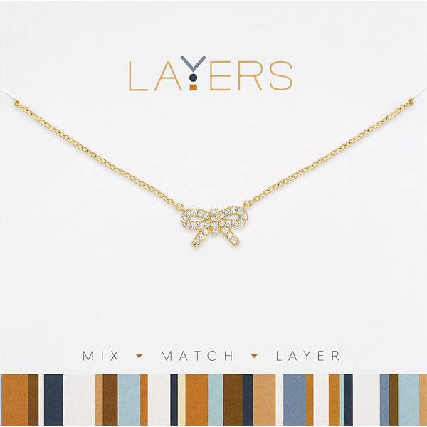 Photo of Gold CZ Bow Layers Necklace