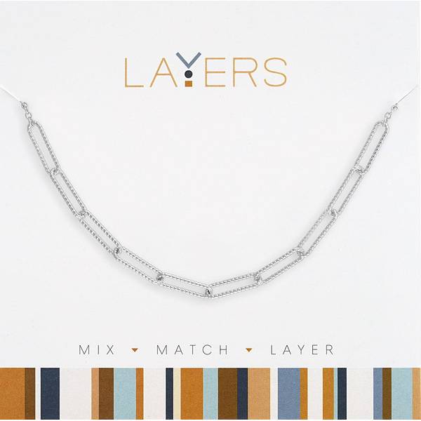 Photo of Women's Silver Ribbed Paperclip Chain Necklace