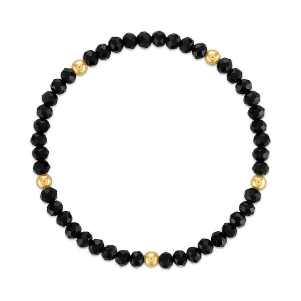 Photo of Jet Black with Gold Ball Stretchy Facet Mix Bracelet