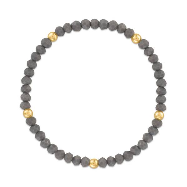 Photo of Charcoal with Gold Ball Stretchy Facet Mix Bracelet
