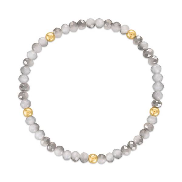 Photo of Light Gray Transitioning with Gold Ball Stretchy Facet Mix Bracelet