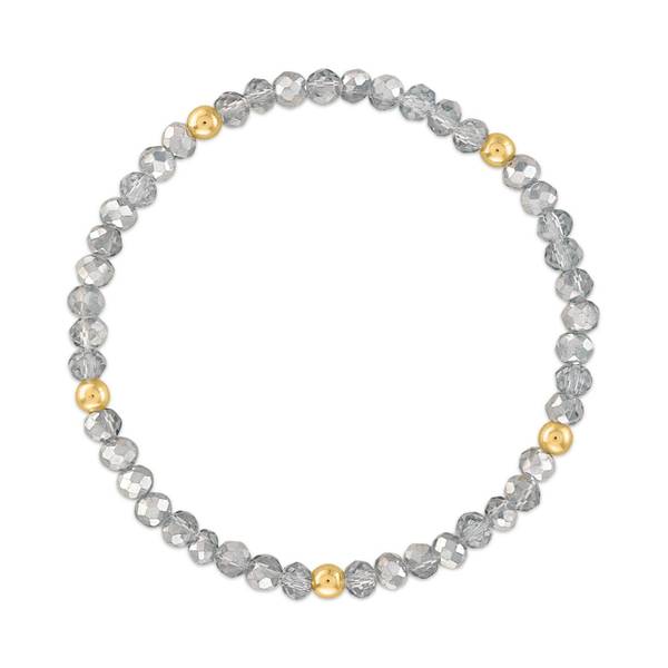 Photo of Metallic Mixed Gray with Gold Ball Stretchy Facet Mix Bracelet