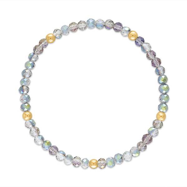 Photo of Galaxy Gray with Gold Ball Stretchy Facet Mix Bracelet
