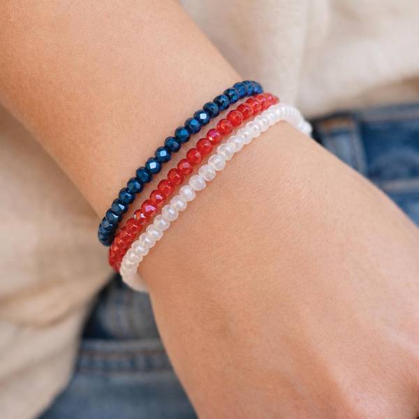 Mila Cherry Red with Gold Ball Stretchy Facet Mix Bracelet - Mila