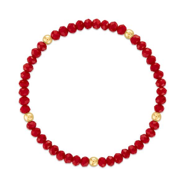 Photo of Cherry Red with Gold Ball Stretchy Facet Mix Bracelet