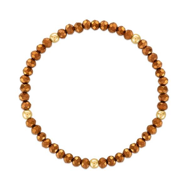 Photo of Metallic Bronze with Gold Ball Stretchy Facet Mix Bracelet