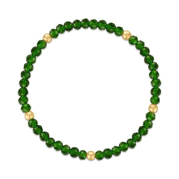 Photo of Forest Green with Gold Ball Stretchy Facet Mix Bracelet
