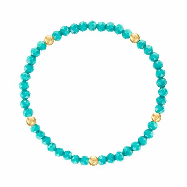 Photo of Turquoise with Gold Ball Stretchy Facet Mix Bracelet