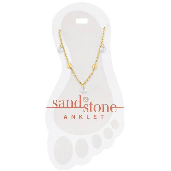 Photo of Gold Ball & CZ Dangle Anklet
