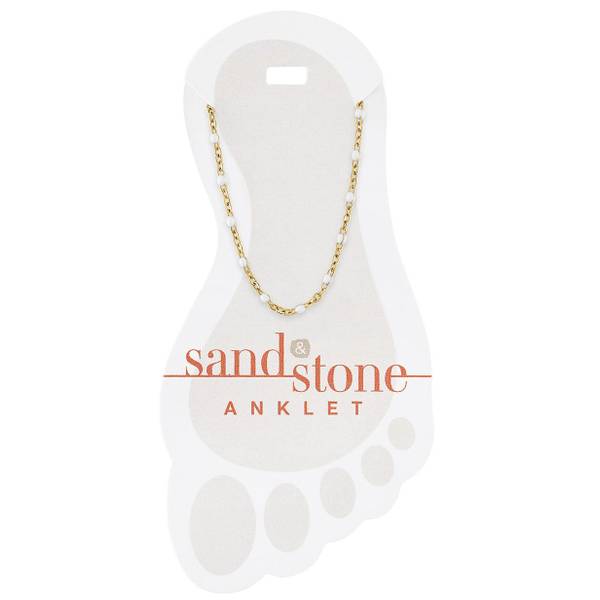 Photo of Gold Petite White Beaded Chain Anklet