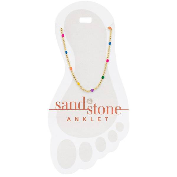 Photo of Gold Petite Rainbow Beaded Chain Anklet