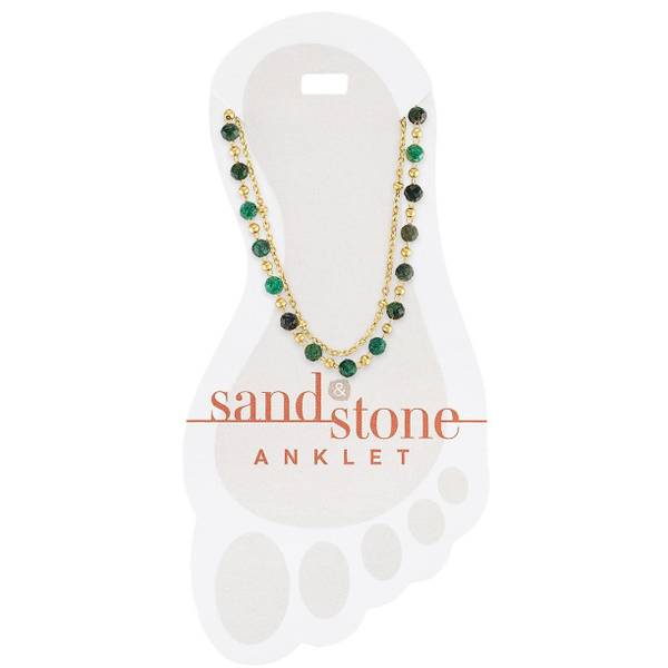 Photo of Gold Green Beaded Duo Strand Anklet
