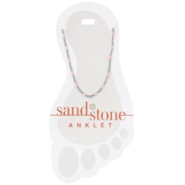 Photo of Silver Petite Pink Beaded Chain Anklet