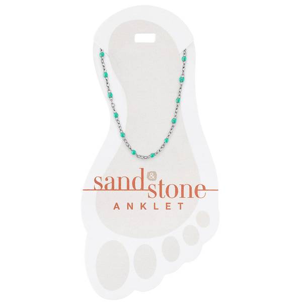Photo of Silver Petite Blue Beaded Chain Anklet