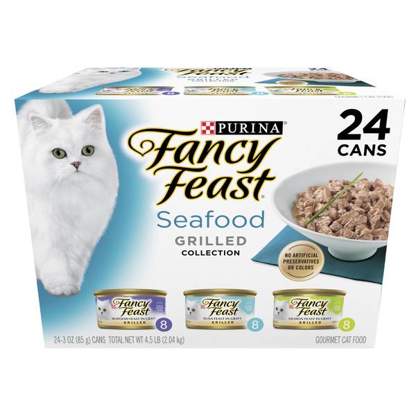 Fancy Feast Grilled Wet Cat Food Seafood Collection in Wet Cat Food Variety Pack - (24) 3 oz