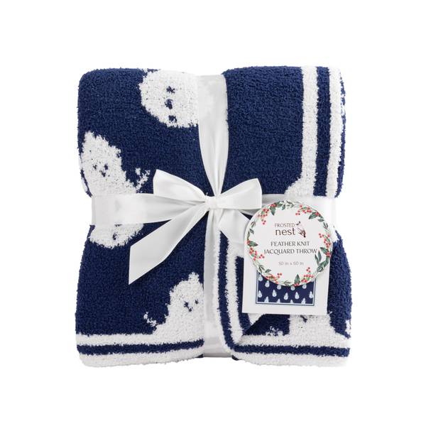 Photo of Jacquard Feather Knit Throw - Snowmen