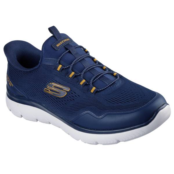 Skechers Men's Slip-ins: Summits - Top Rate Sneaker | Size 11.0 | Navy/Yellow | Vegan | Machine Washable