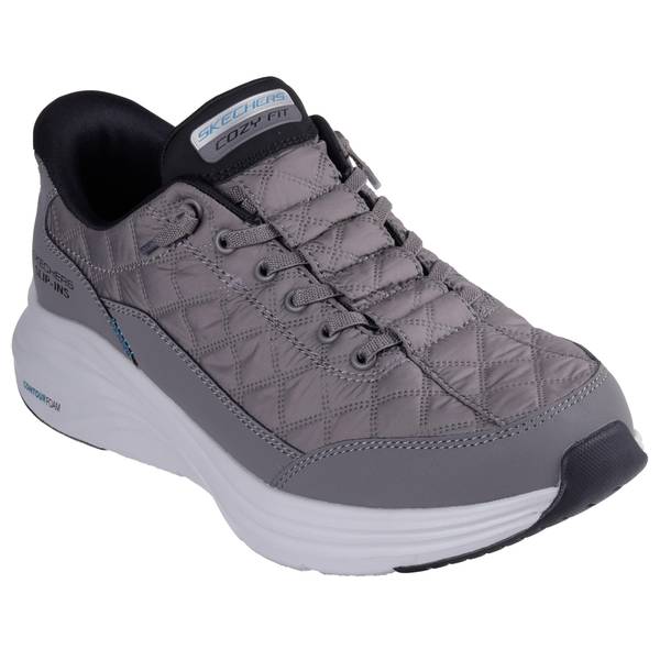 Skechers Men's Slip-ins: Contour Foam - Cozy Fit Sneaker | Size 9.5 | Charcoal/Black | Leather | Machine Washable