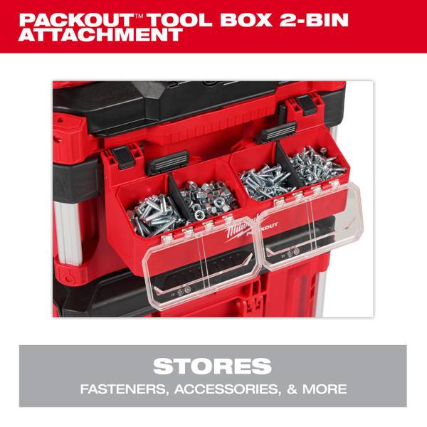 Milwaukee PACKOUT Tool Box 2-Bin Attachment - 48-22-8610 | Blain's