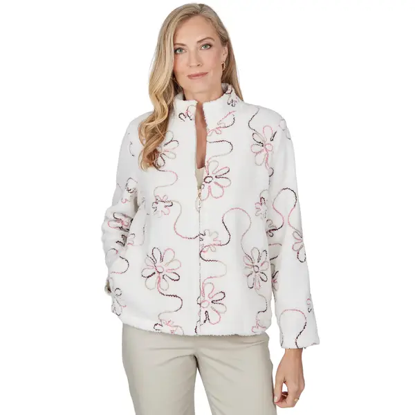 ジャケット・アウター 50s Ottenheimer & Co. Foodhandler Jacket Alfred Dunner Women's Floral Sherpa Jacket - 57132ZH-110-S