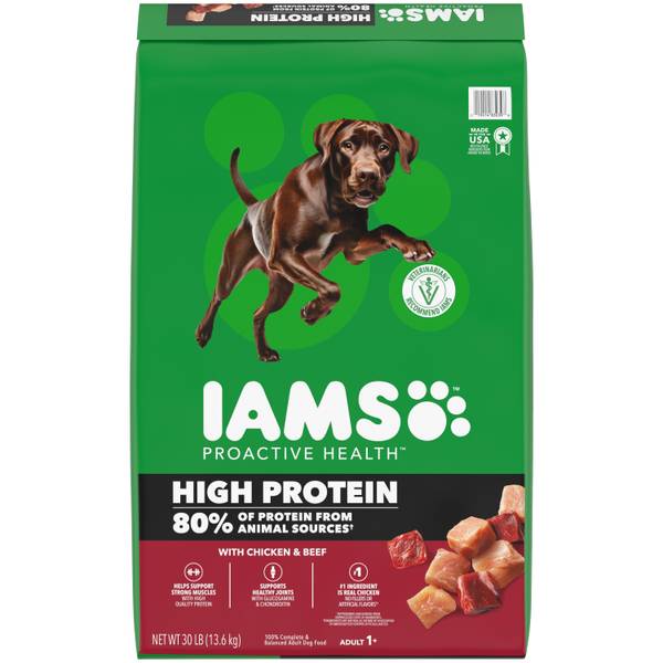 IAMS Proactive Health High Protein Dry Dog Food with Chicken & Beef, 30 lb Bag