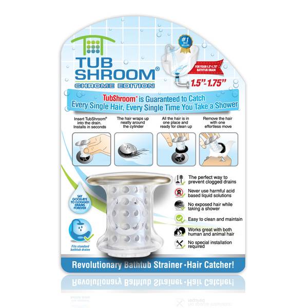 JUKA TubShroom Chrome Bathtub Drain Hair Catcher