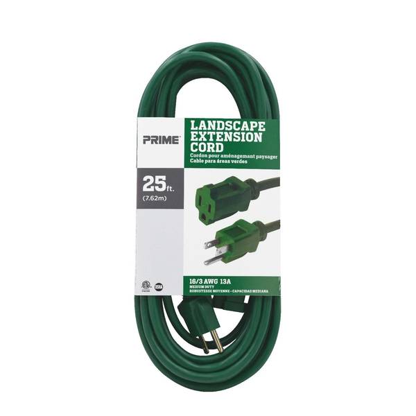 Prime 25ft 16/3 SJTW Landscape Extension Cord