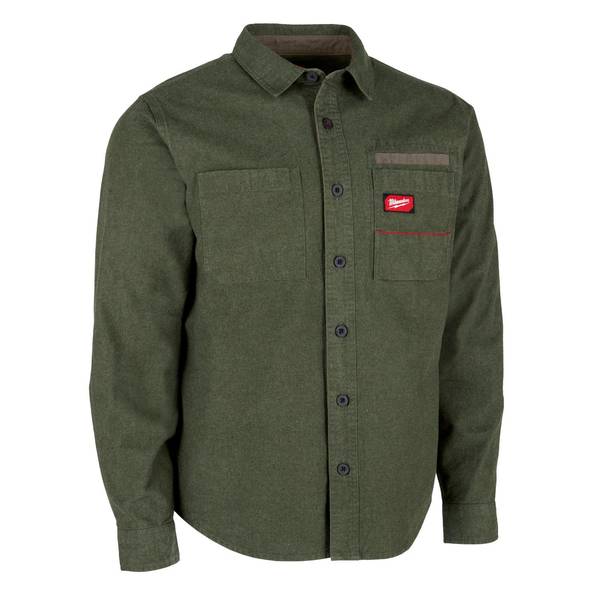 Milwaukee Gridiron XL Long Sleeve Men's Collared Green Flannel Shirt