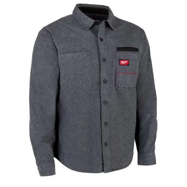 Milwaukee Men's GRIDIRON Flannel Shirt, Gray, 2X - M552G-2X