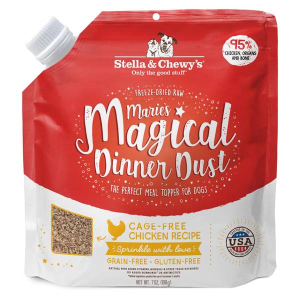 Stella & Chewy's Magical Dinner Dust Food Topper for Dogs, Cage-Free Chicken Flavor (7 oz)
