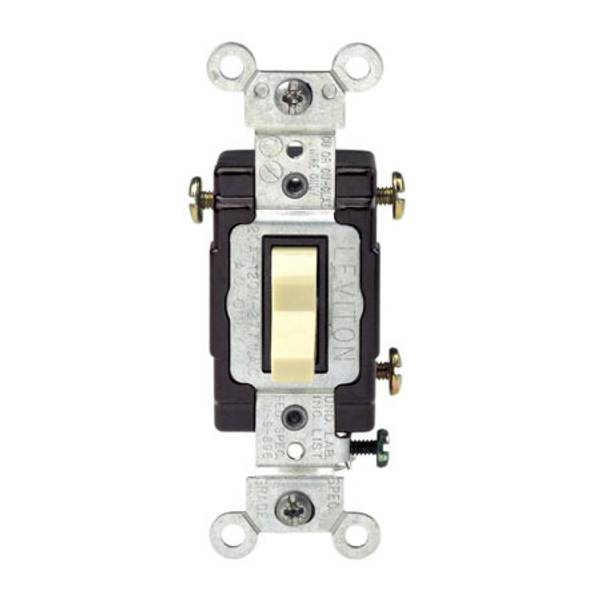 Leviton Side Wired 20 AMP / 120V / 277V AC Quiet Switch 3 Way, Ivory