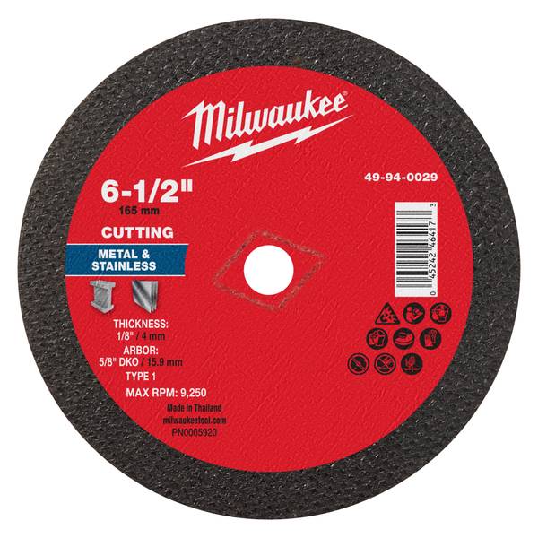Milwaukee 6-1/2 in. x 1/8 in. x 5/8 in. DKO Metal Cut Off Wheel -Type 1