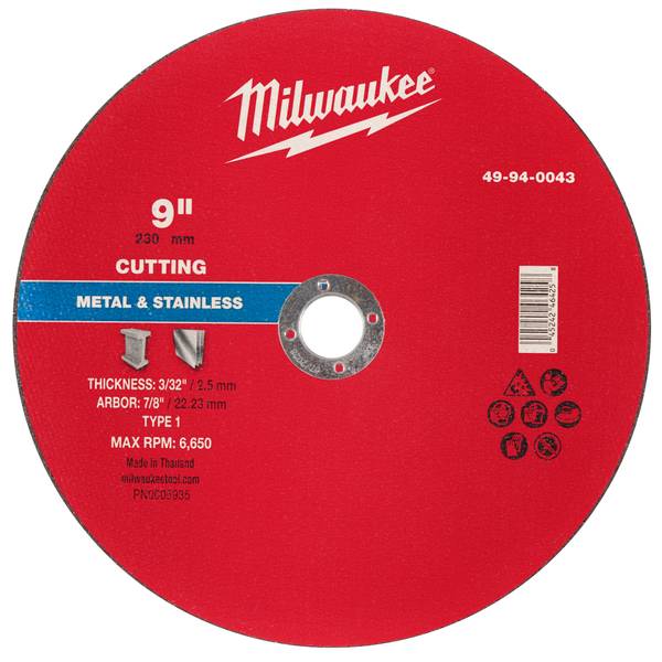 Milwaukee 9 in. D X 7/8 in. X 3/32 in. thick Metal Cut-Off Wheel 1 pc