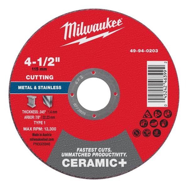 Milwaukee 4-1/2 in. D X 7/8 in. X .045 in. thick Metal Cut-Off Disc 1 pc