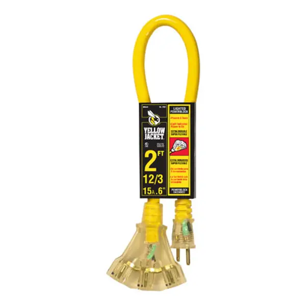 Yellow Jacket 2' 12/3 Yellow Extension Cord - 2882 | Blain's Farm