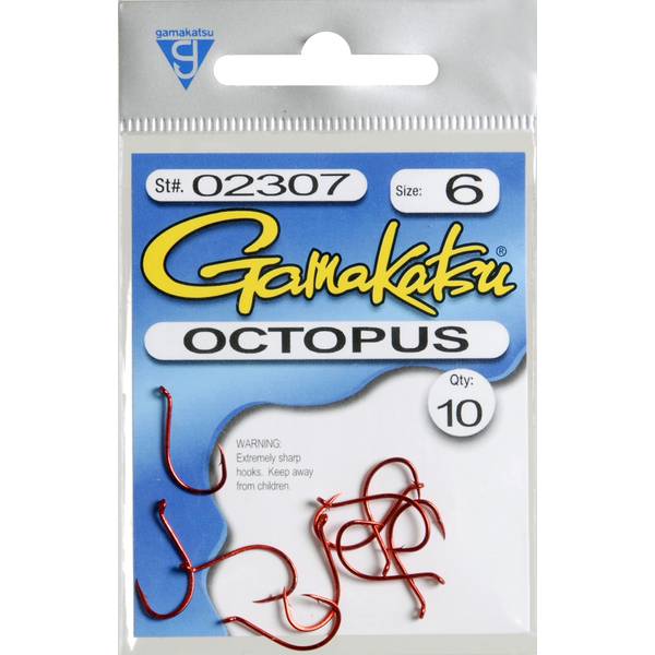 Gamakatsu Octopus Fly Hook, 6, Red - 10 pack